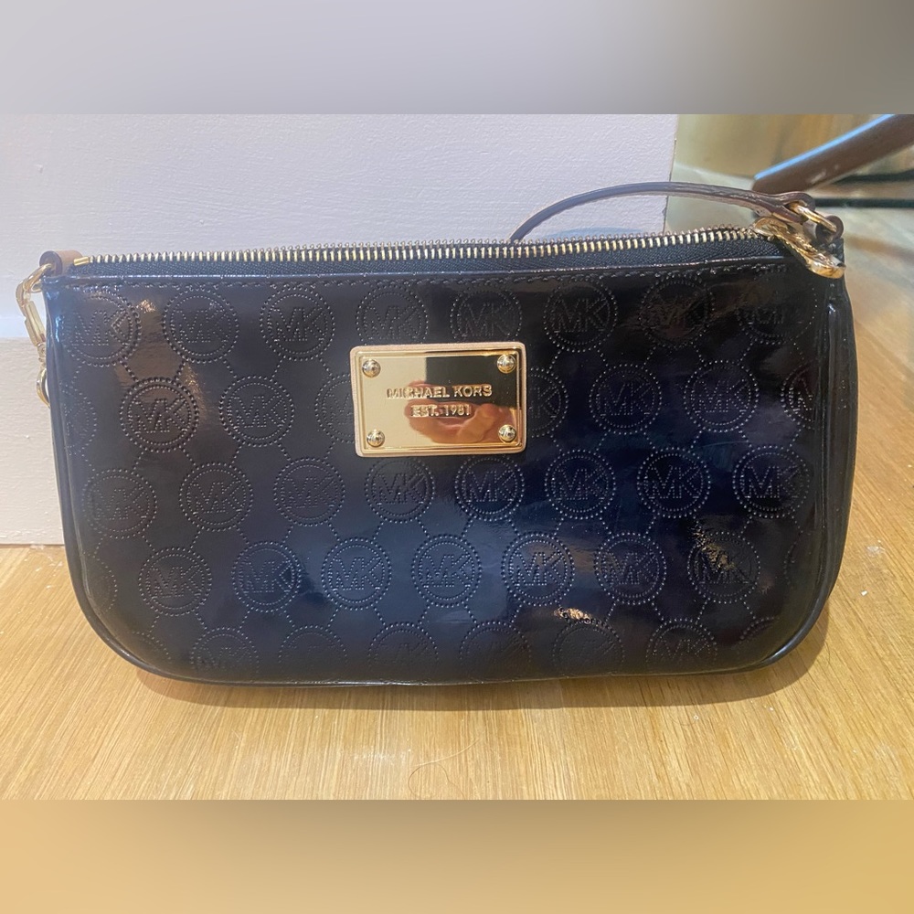 Michael Kors Black Monogram Leather Mini Bag
